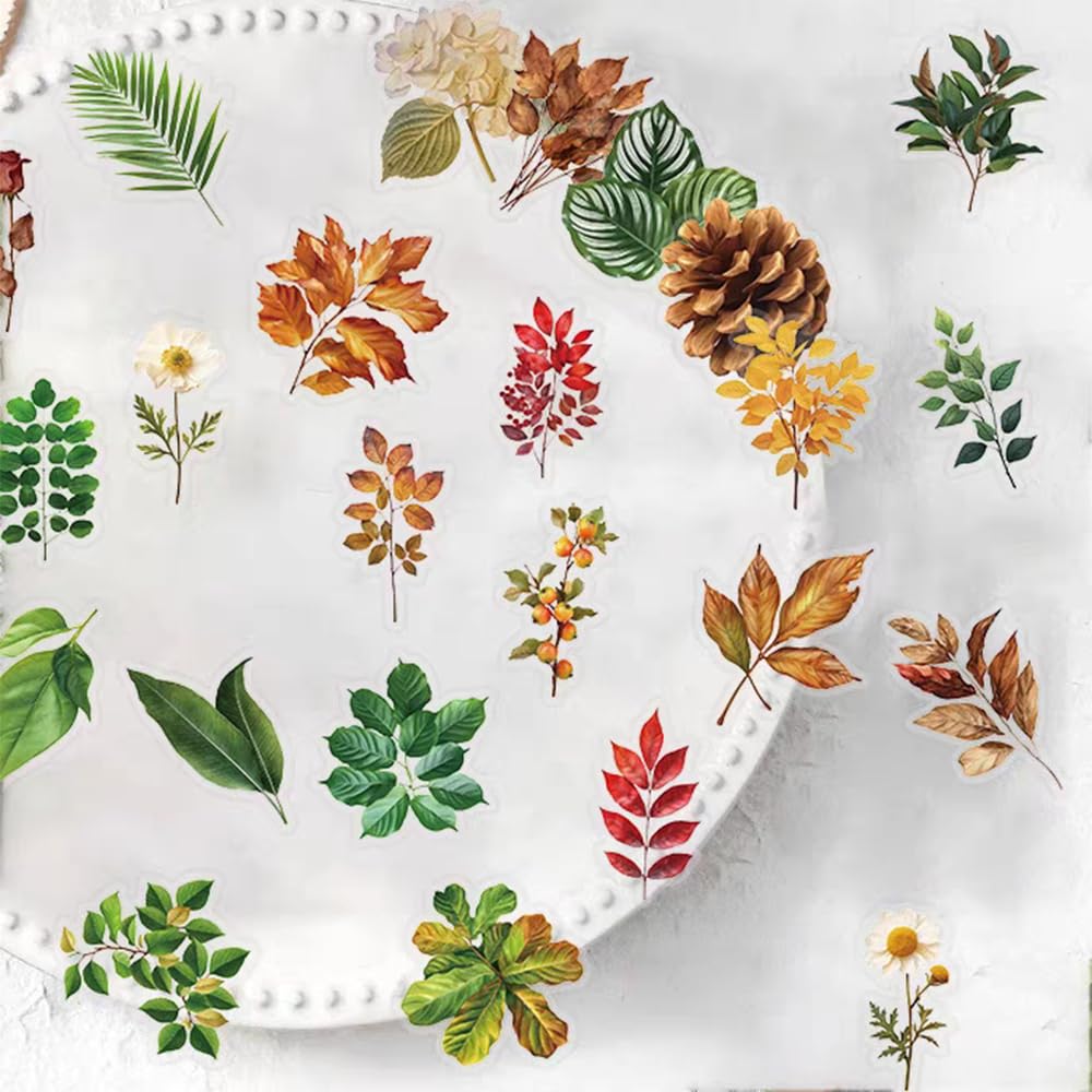 S.A.V.I 50 Pcs Botanical Floral Stickers Set, Waterproof PVC Vinyl Decals