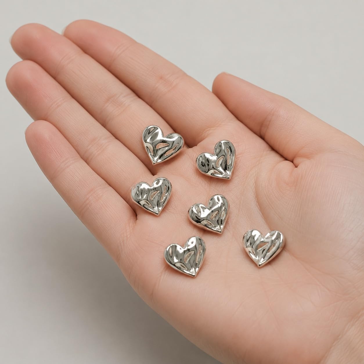 S.A.V.I Silver Heart Sewing Buttons Shank Style 11mm, Set of 6 | Polished Finish, For Blouses & Jackets, DIY Craft & Tailoring, Garment Embellishment, Vests & Shirts