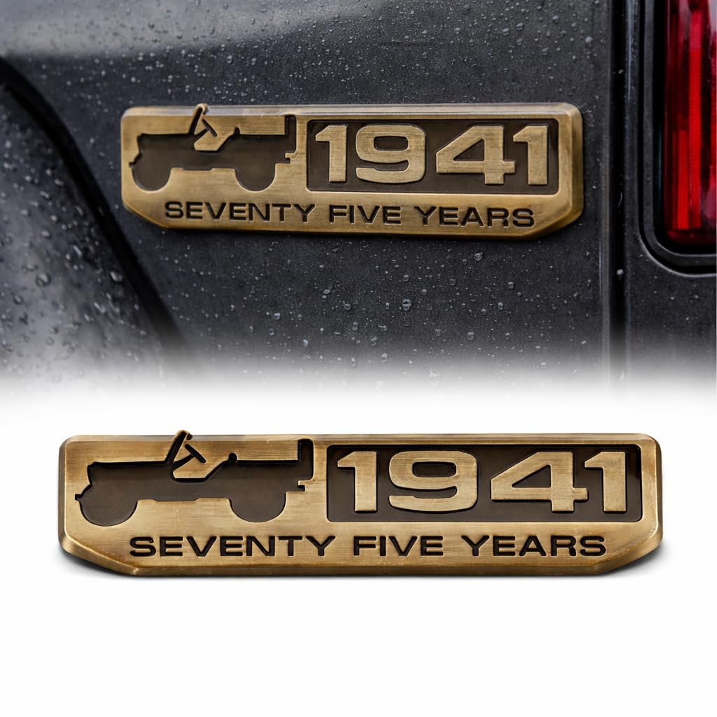 SAVIAURA Vintage Bronze 1941 Anniversary Car Emblem Badge | Metal 75 Years Commemorative Auto Sticker | Brass Finish Exterior Decal with Strong Adhesive | 13.8 x 4 cm
