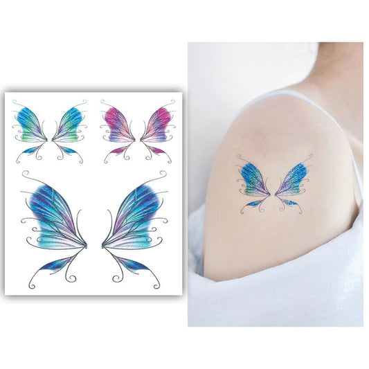 S.A.V.I Glitter Butterfly Fairy Wings Tattoo - Waterproof Temporary Sticker for Women  Girls Eye, Face, Body Makeup