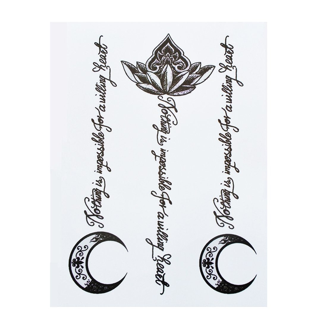S.A.V.I 3D Temporary Tattoo Waterproof Sticker Beautiful Black Big Flower Text Moon Popular New Designs Size - 21x15cm (793)