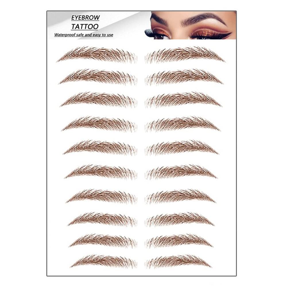 S.A.V.I 9 Pairs Natural Brown Look Eyebrow, Long Lasting Up to 4 Days, Waterproof Eyebrow Temporary Tattoo Sticker - 1 Sheet