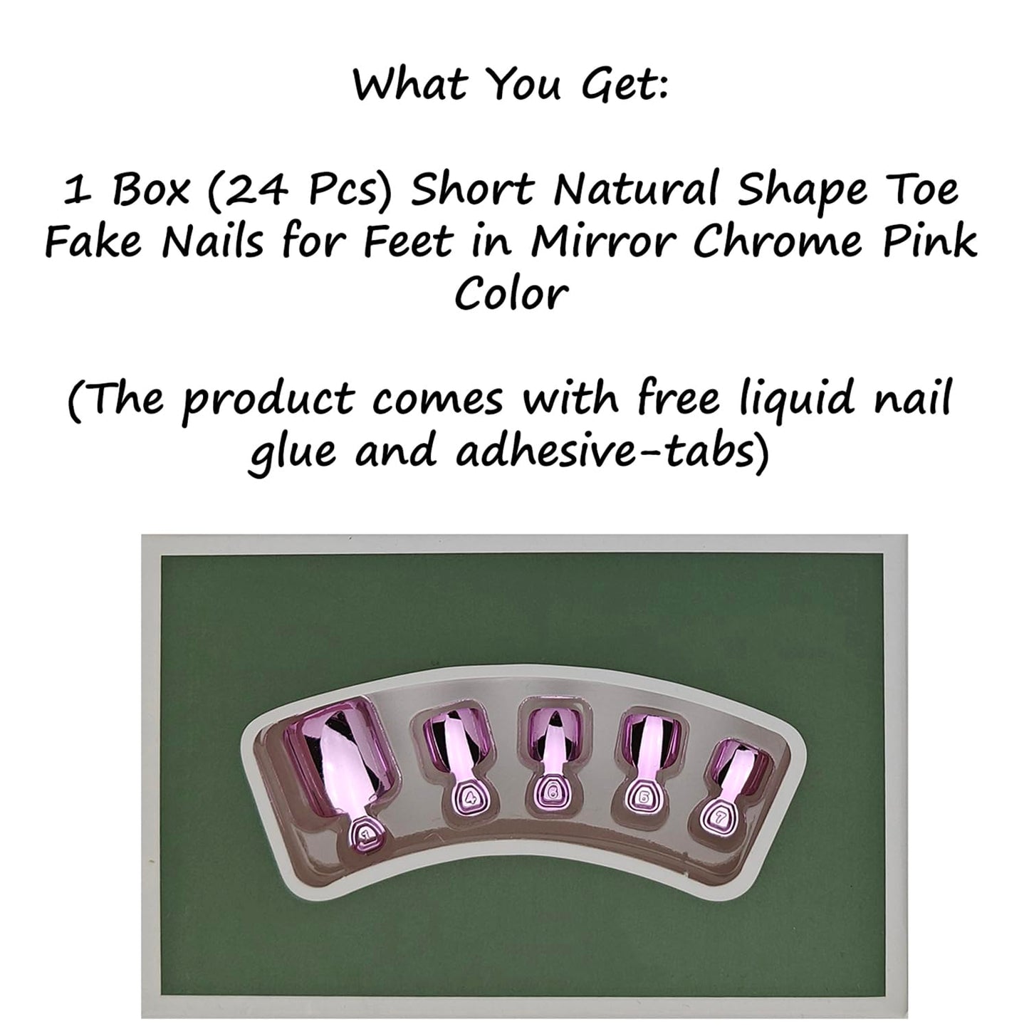 S.A.V.I Reusable Press On Nails for Women | Nude Pink with Gold Floral & Glitter Art | Medium Length Round Shape | ABS Material | 24 Pcs Kit with Nail Glue & Adhesive Tabs