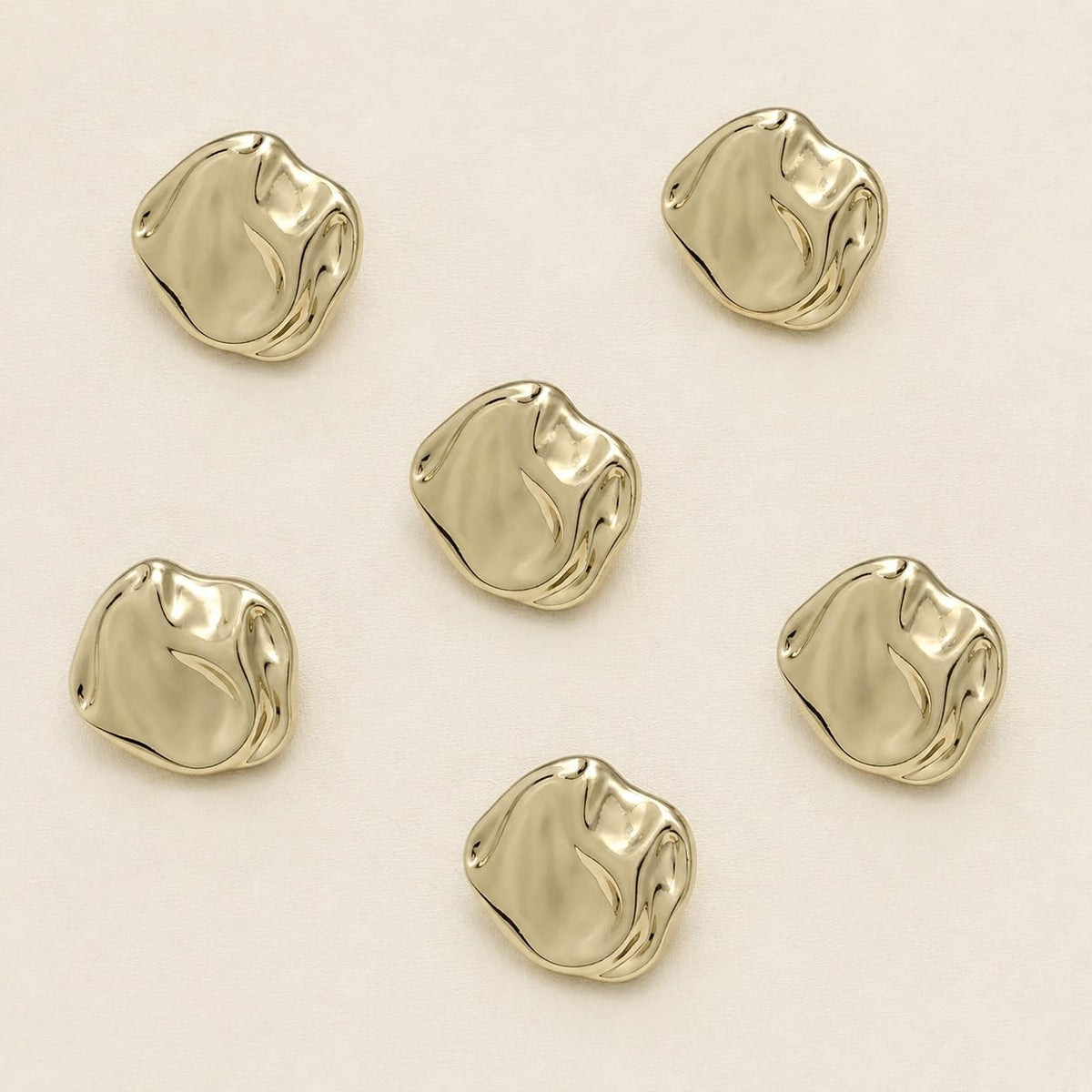 S.A.V.I Golden Metal Shank Buttons for Dress Blazer Jacket 15mm | Set of 6, Sculpted Designer, Sewing & Tailoring, DIY Crafts, Garment Embellishment