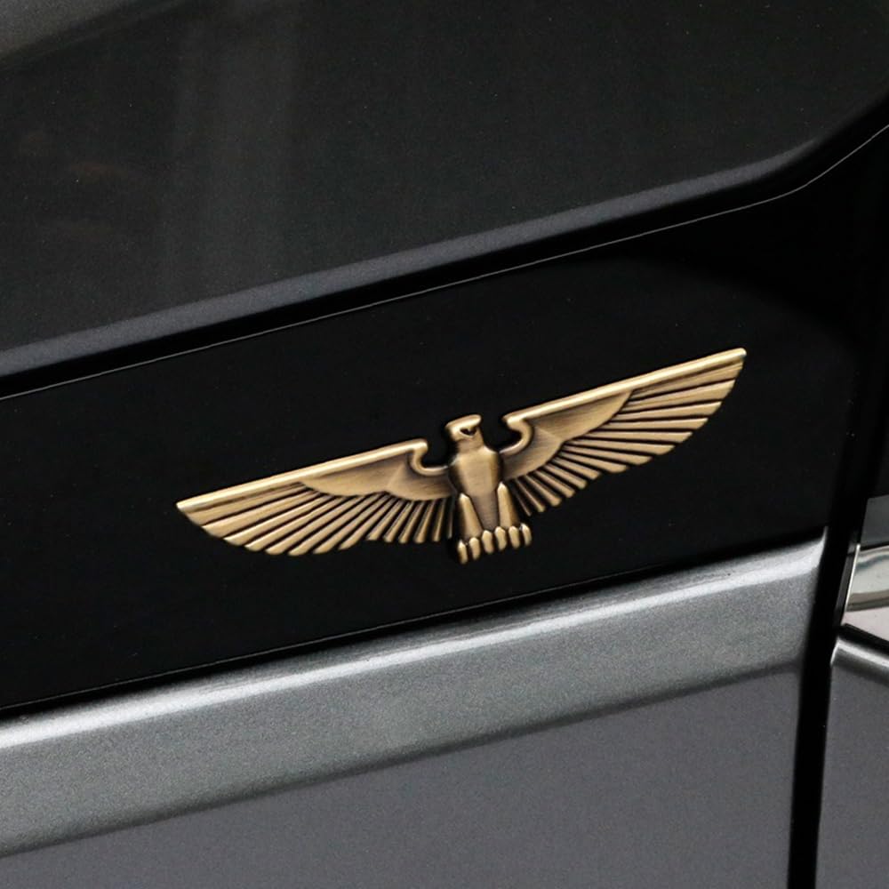 SAVIAURA 3D Eagle Fender Logo - Metal Car Sticker, Decorative Exterior Accessory, Metallic Gold