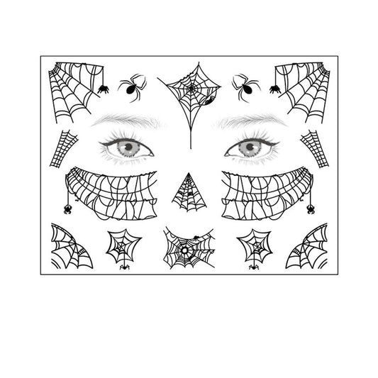 S.A.V.I Spider Webs Face Temporary Tattoo Stickers, Eye Decoration, Halloween, Spiders Cobweb Tattoo Designs For Face Makeup, Men Girls Boys Women Size 12.5x17cm