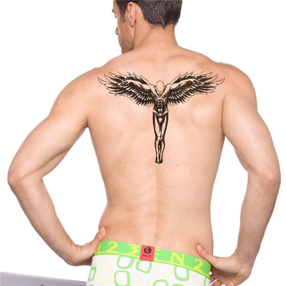 S.A.V.I 3D Temporary Tattoo Waterproof Sticker Beautiful Black Big Winged Man Popular New Designs Size - 21x15cm (848)