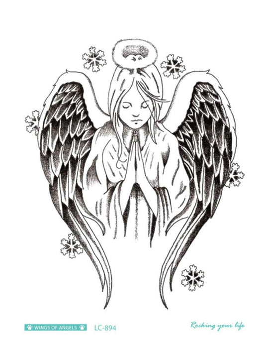S.A.V.I Temporary Tattoo For Girls Men Women 3D Big Angel With Wings Face Sticker Size 21x15cm