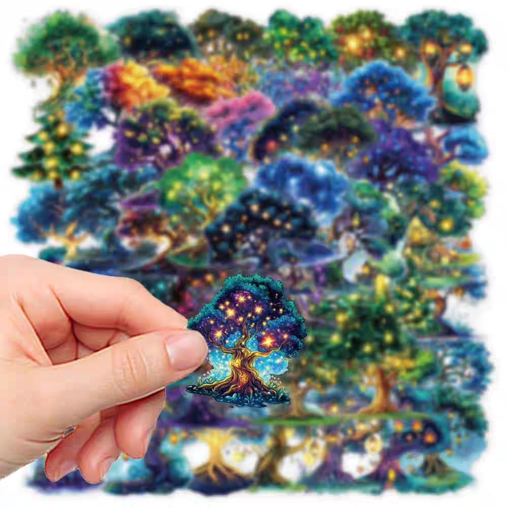 S.A.V.I 50 Pcs Tree Stickers Pack, Waterproof Vinyl Decals Multicolor