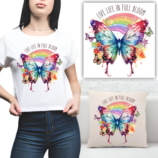 S.A.V.I Colorful Butterfly Heat Transfer Iron-On Patch – 7x8.5 Inch Washable Applique for DIY T-Shirts, Hoodies, Bags  Jeans | Vibrant Rainbow Design for Custom Clothing  Accessories