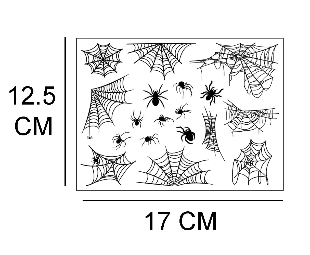 S.A.V.I Spider Web Temporary Tattoo Sticker for Women & Girls | Waterproof Black Halloween Face & Body Tattoo | DIY Makeup Decor Sheet 17 x 12.5 cm, Safe & Non-Toxic