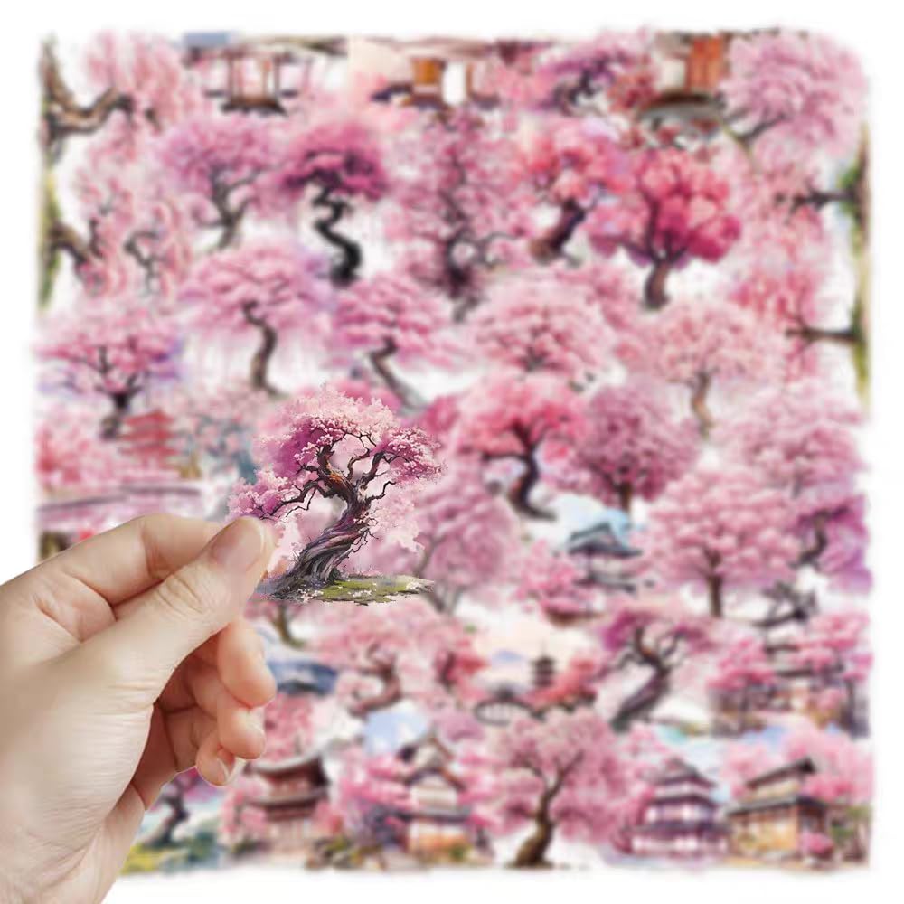 S.A.V.I Cherry Blossom Stickers Pack of 50, Vinyl Decals