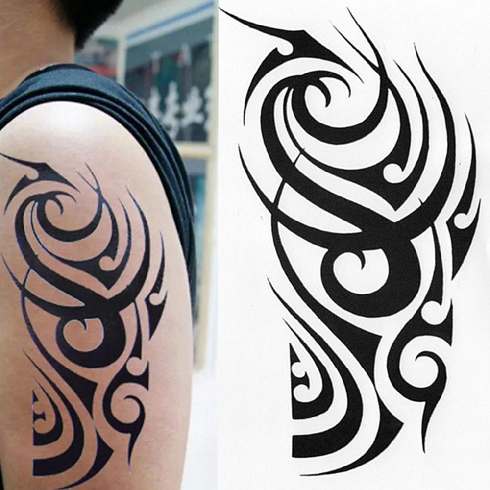 S.A.V.I 3D Temporary Tattoo Waterproof Sticker Beautiful Black Big Tribal Totem Popular New Designs Size - 21x15cm (521-1)