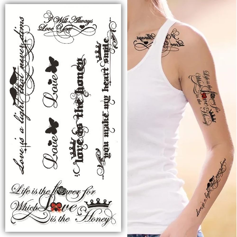 S.A.V.I Love Life Quotes - Waterproof Temporary Tattoo for Men  Women, Arm Body Makeup Decor, 21x10cm