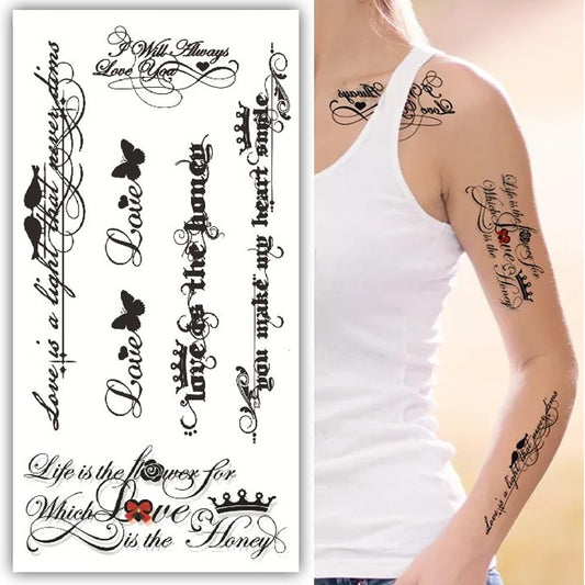 S.A.V.I Love Life Quotes - Waterproof Temporary Tattoo for Men  Women, Arm Body Makeup Decor, 21x10cm