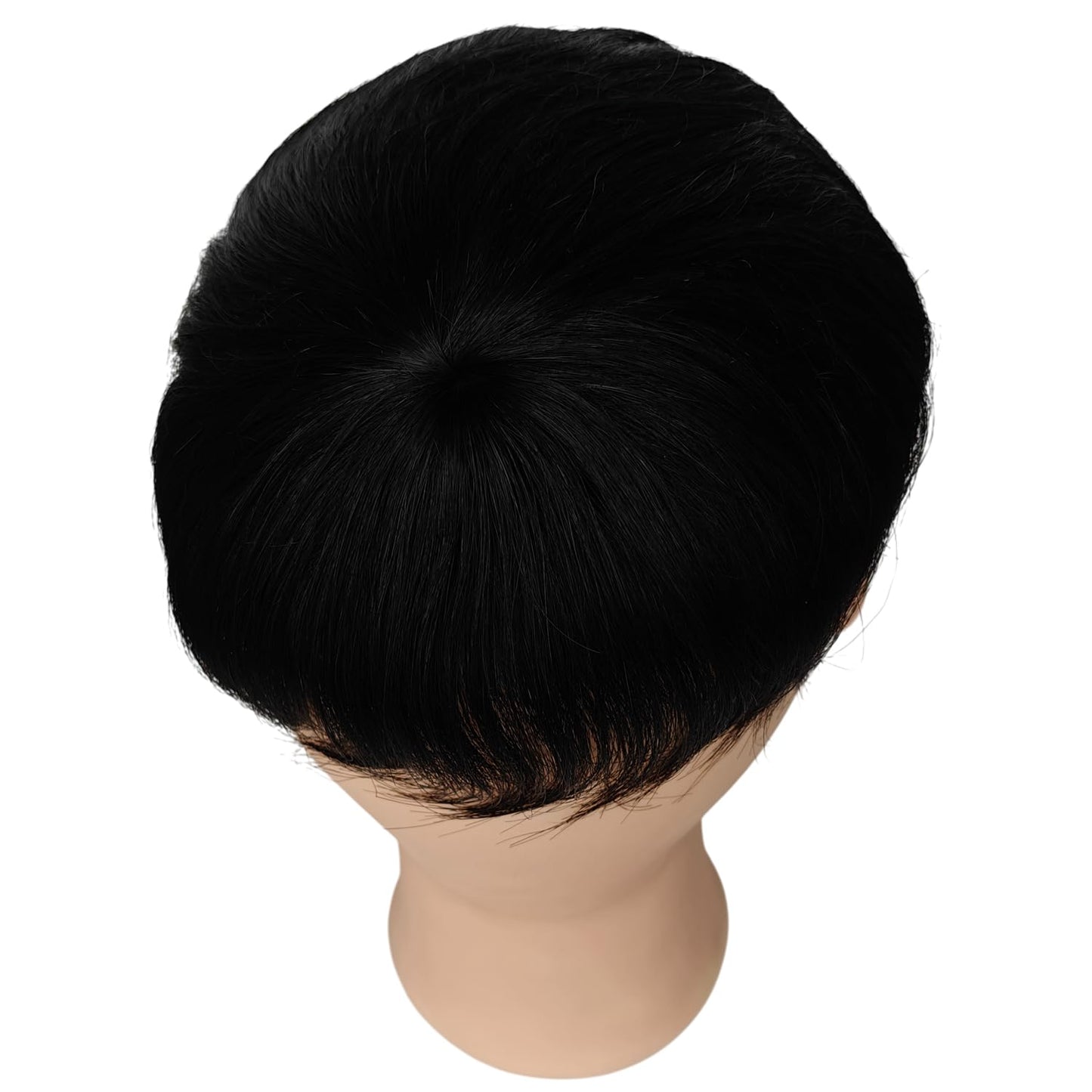 S.A.V.I Black 100% Human Hair Short Bowl Cut Wig for Men with Bangs & Undercut | Natural Straight Clip-In Topper | Breathable, Lightweight, Realistic Scalp Finish
