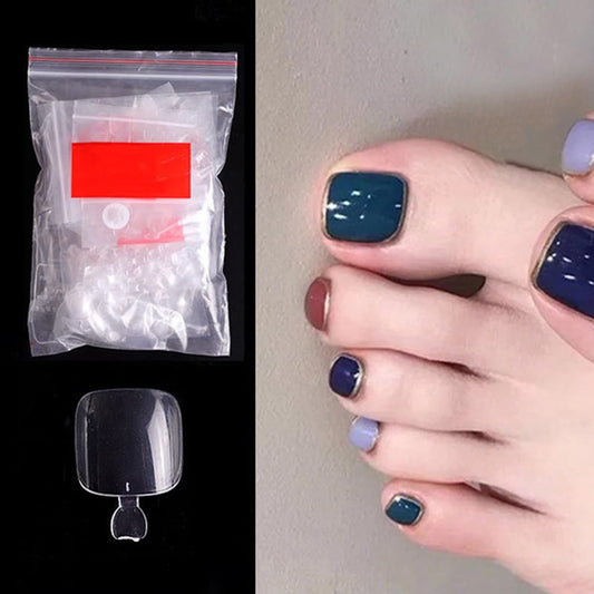 S.A.V.I Transparent Toe Nails - 500 PC Set, Full Coverage, Short Length, DIY Pedicure Fake Nails for Women  Girls