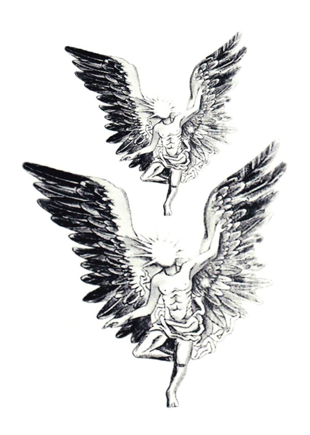 S.A.V.I Temporary Tattoo For Girls Men Women 3D Big Angel With Wings Face Sticker Size 21x15cm - 1pc. (891-1)