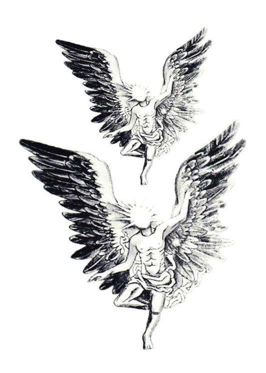 S.A.V.I Temporary Tattoo For Girls Men Women 3D Big Angel With Wings Face Sticker Size 21x15cm - 1pc. (891-1)