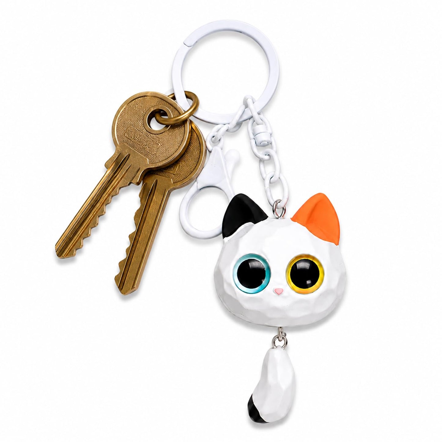 S.A.V.I Cute Cat Keychain Resin Kawaii Key Ring Charm for Bags & Keys, White Finish, 7 x 3.3 cm Pendant, Durable Handcrafted Accessory, Lightweight Gift for Women, Girls, Backpack & Purse Decor