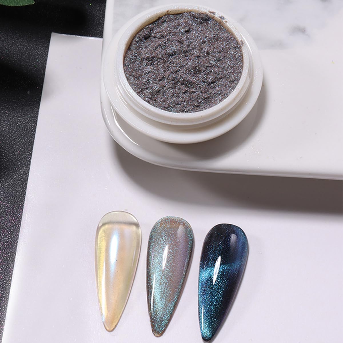 S.A.V.I Cat Eye Nail Glitter Powder 5g Magnetic Chrome Pigment | Blue & Pink Shades, Shimmer Finish, Mix with Gel Polish, DIY Home Manicure, For Professionals