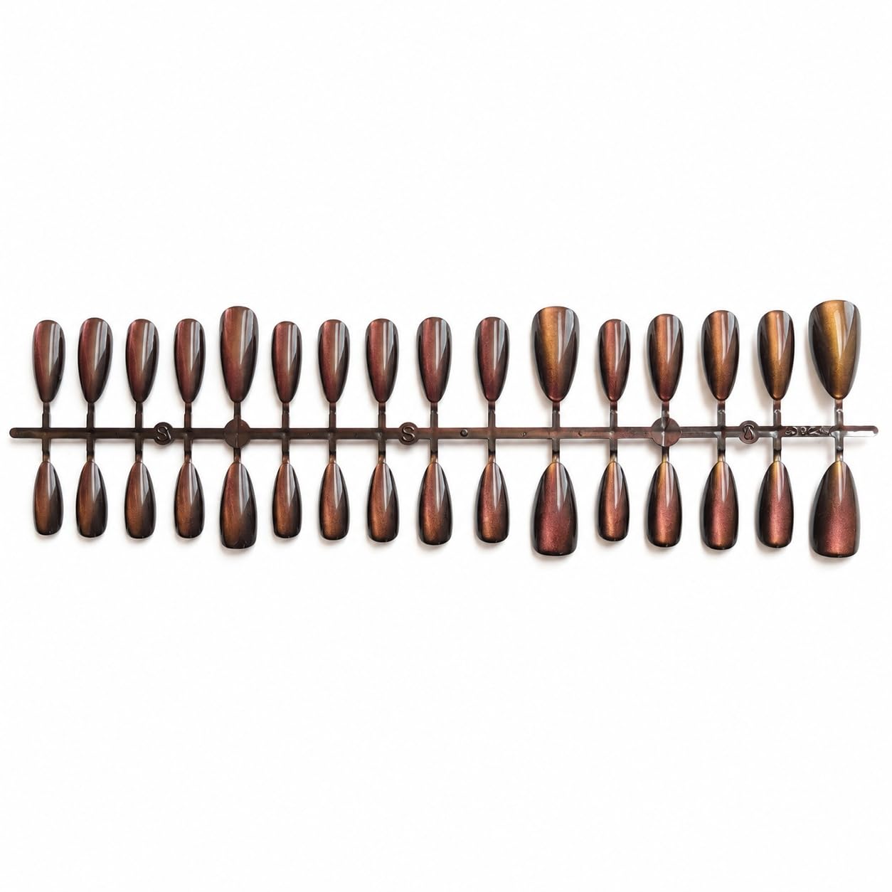 S.A.V.I Cat Eye Press on Nails Copper Bronze Medium Almond 30 Pcs