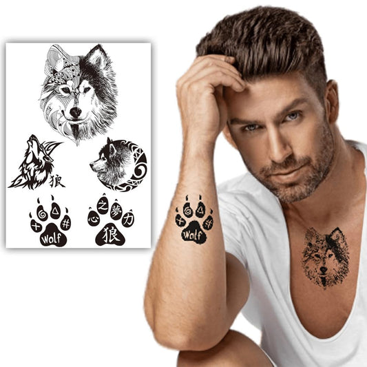 S.A.V.I Wolf  Paw Temporary Tattoos - Waterproof, Long-Lasting, Skin-Safe for Parties  Fashion