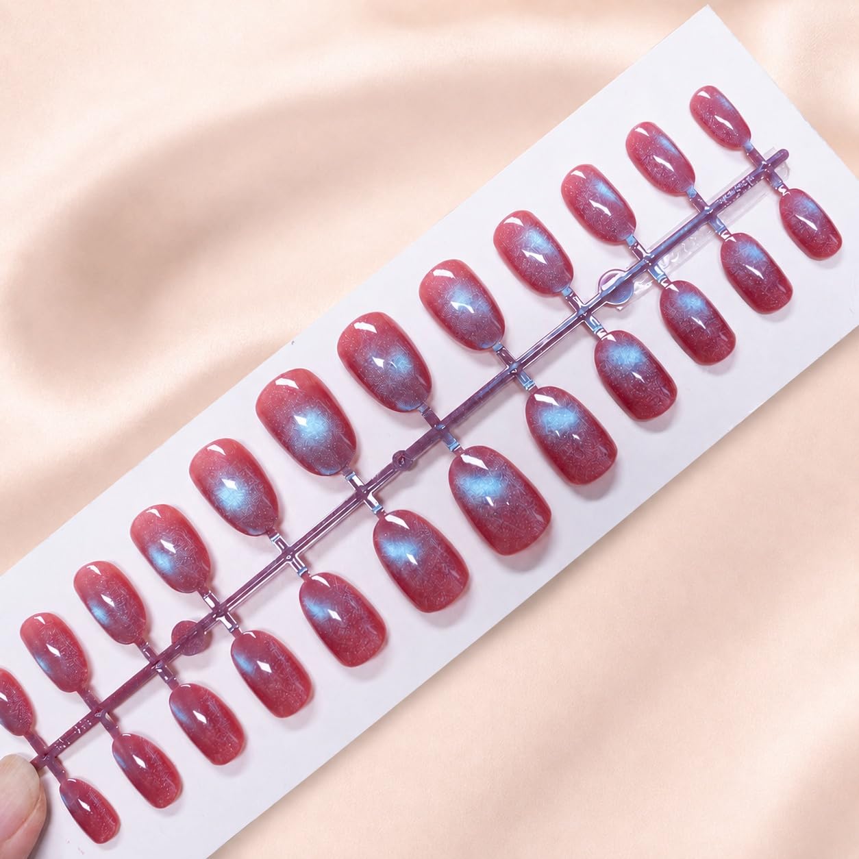 S.A.V.I Press on Nails Berry Blue Medium Round Tips 24 Pcs