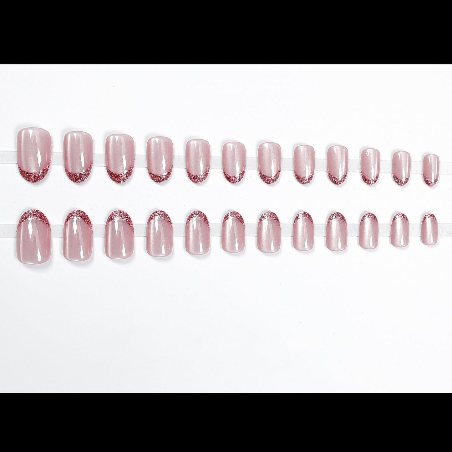 S.A.V.I Press-On Toe Nails, Nude Pink Cat Eye Shimmer, Short Natural Square Shape, Glossy ABS Material, 24 Pcs with Nail Glue & Adhesive Tabs, Salon Look at Home