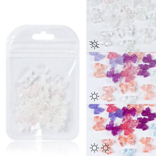 S.A.V.I 40 Pcs 3D Bow Color Change Under Sun Nail Art Charms - DIY Manicure for Women