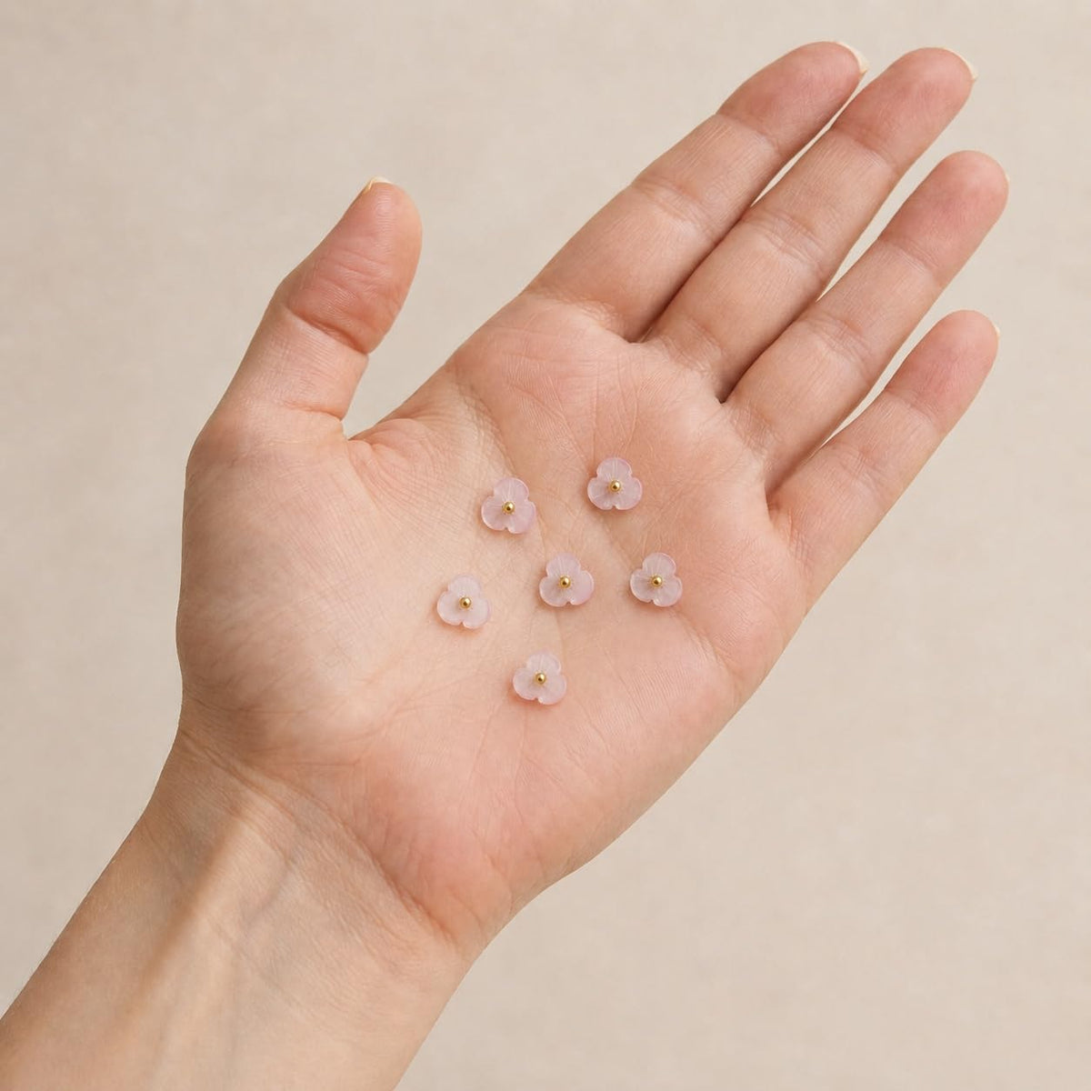 S.A.V.I Translucent Floral Shank Buttons 12mm with Golden Centres | Set of 6, Blush Pink For Shirts & Kurtis, DIY Crafting, Sewing Fasteners