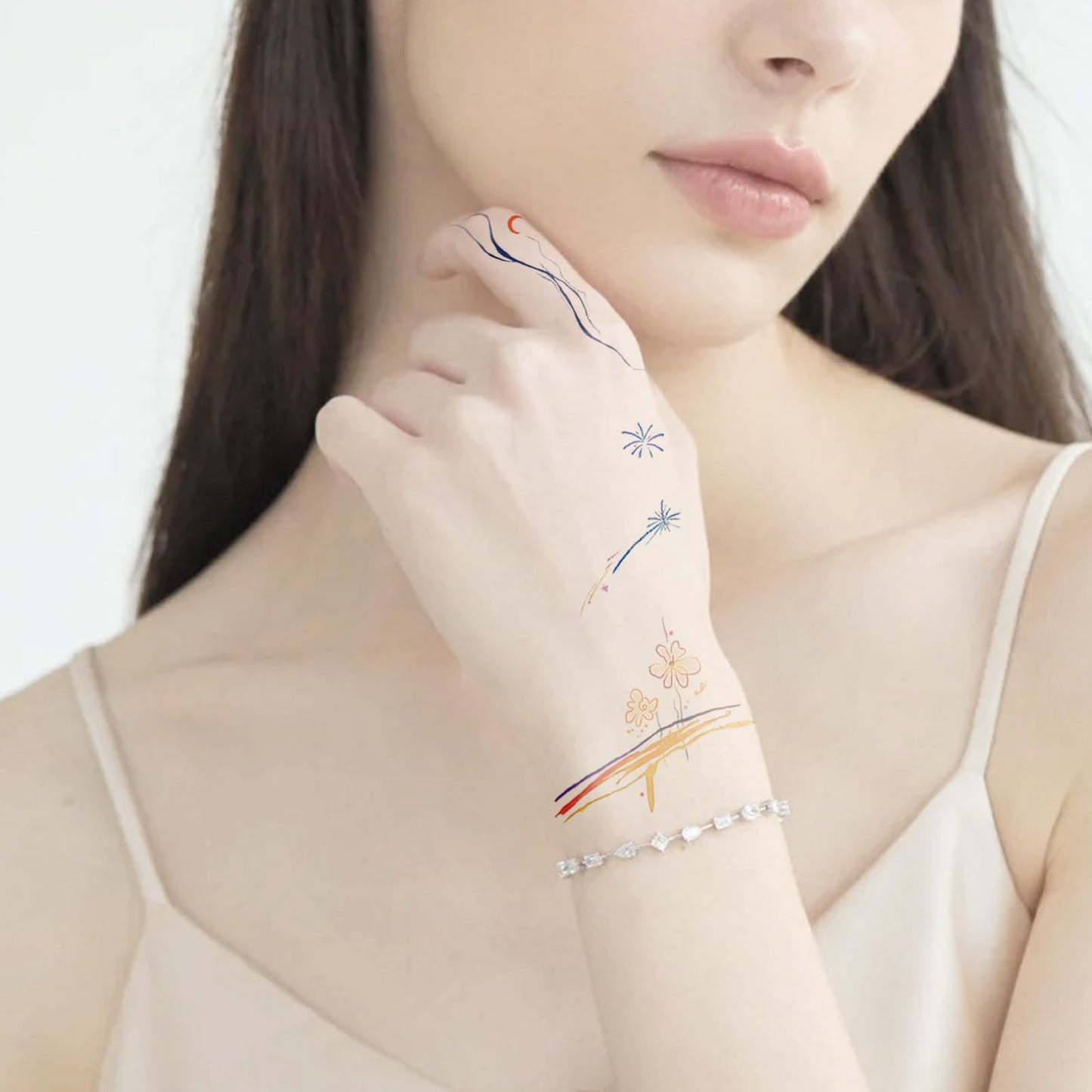 S.A.V.I Temporary Tattoo Sticker for Women & Girls – 1 Pc Waterproof Body Art, Safe Non-Toxic, Heart Rose Wreath & Firework Design – Long-Lasting Hand, Arm, Finger Décor – Easy to Apply & Remove (61)