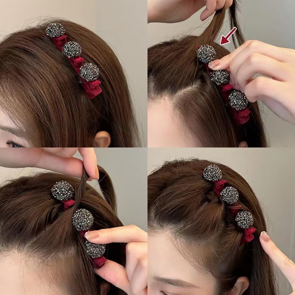 S.A.V.I 2pcs Stylish Sparkling Heart Hair Clips Set – Black Velvet Side Clips with Glitter Design for Women  Girls | Elegant 9 cm Party Wear Accessories for Weddings, Events