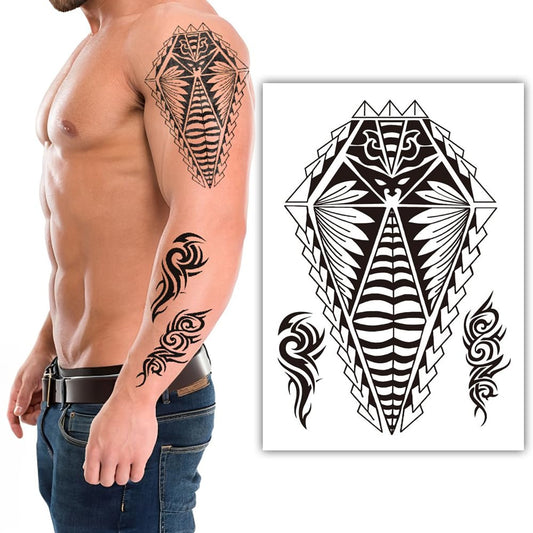 S.A.V.I 1Pc Tribal Style Temporary Tattoo Sheet, Black Waterproof Snake  Tribal Design, 21x15cm, Easy to Apply  Remove, Long-Lasting Ink, Bold Patterns for Arm  Forearm for Men