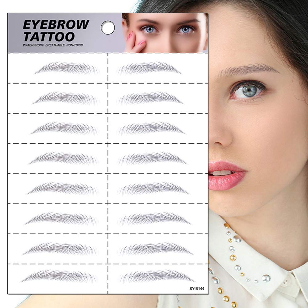 S.A.V.I 8 Pairs 6D Natural Look Eyebrow Styling Long Lasting Up to 7 Days Waterproof Temporary Tattoo Stickers - 1 Sheet