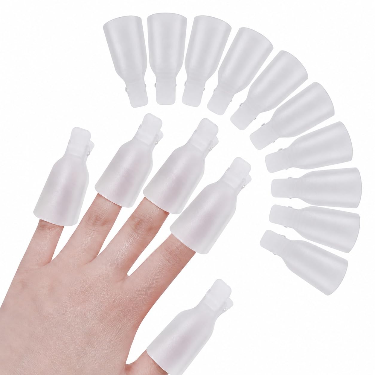 S.A.V.I Nail Polish Remover Clips Soak Off Caps Set of 10 | Reusable Acetone Wraps, UV Gel & Acrylic Use, Salon & Home Use, White Finger Covers, Manicure Tool