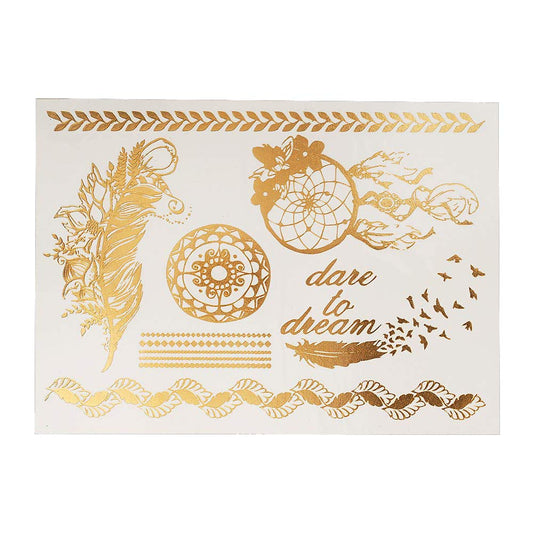 S.A.V.I 3D Temporary Tattoo Golden and Silver Metallic Sticker With God Om Letter Tree Design Size 21x15cm - 1pc. (33), Gold, 2 g