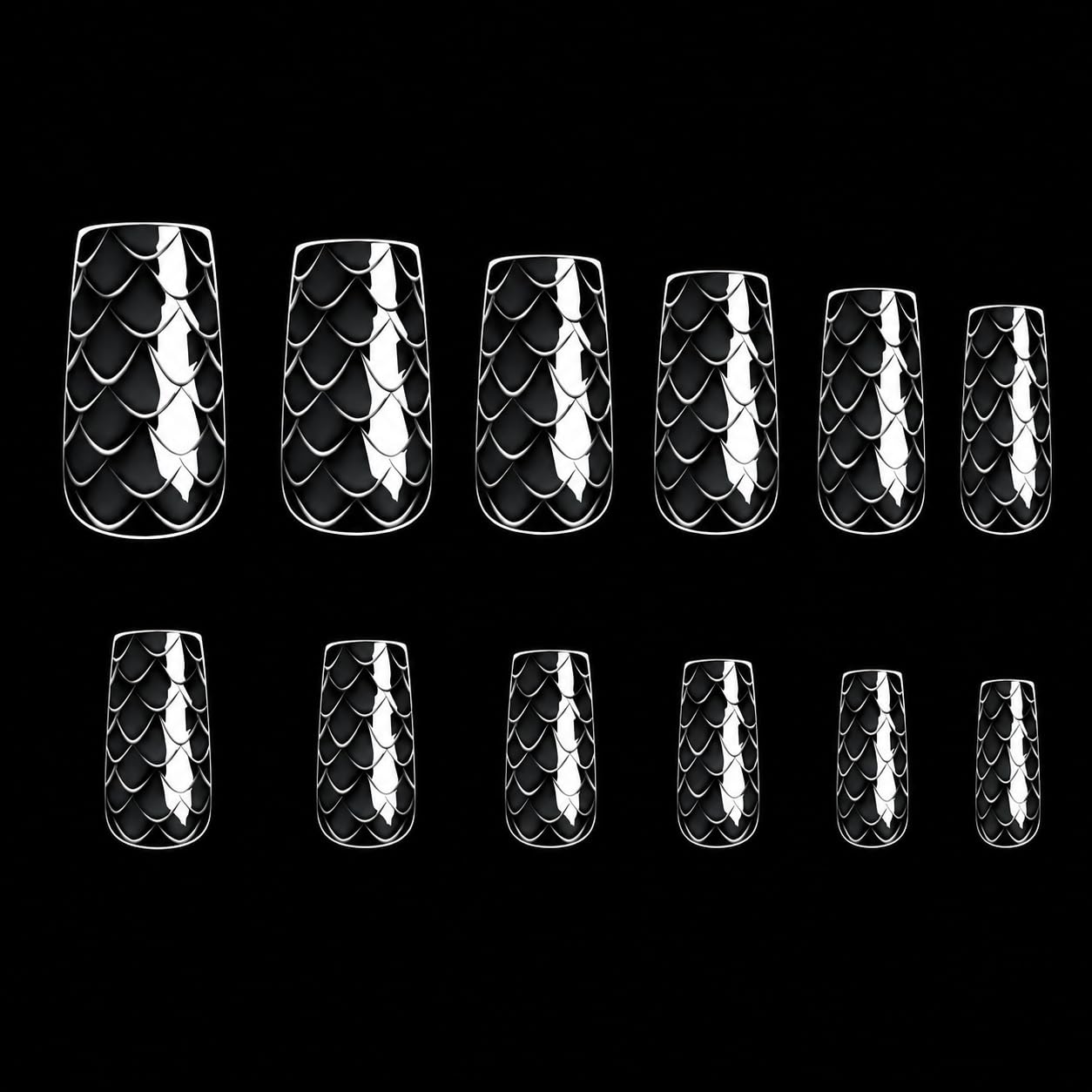 S.A.V.I 3D Mermaid False Nails 140 Pcs Clear Square Soft Gel | 12 Sizes, Natural Fit, Easy Application, Medium Length, Nail Art & Salon DIY