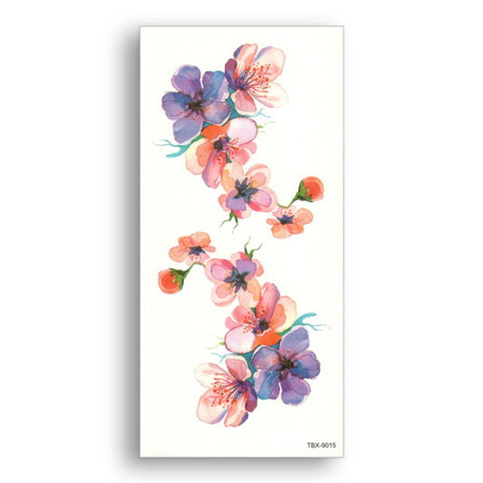 S.A.V.I 3D Temporary Tattoo Sticker Beautiful Red Pink Flowers Design Size 19x9CM - 1PC.