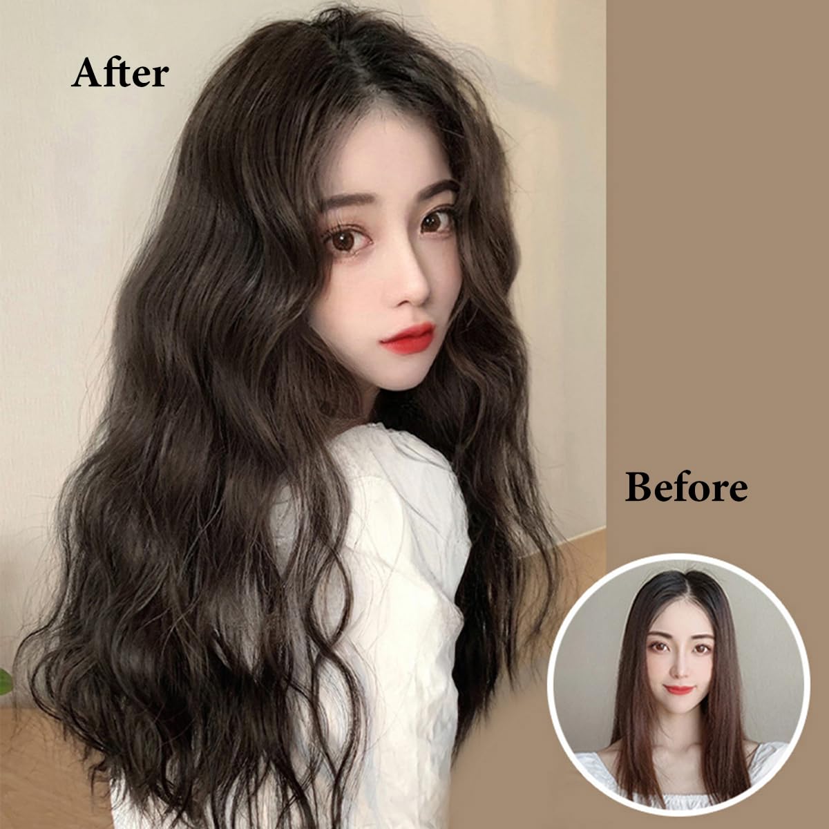 S.A.V.I Natural Black Clip-In Hair Extension for Women, 65 cm Long Wavy Curly Hair Patch with 5 Secure Clips, Synthetic Fiber Volumizer, Reusable Hairpiece for Daily, Party & Styling
