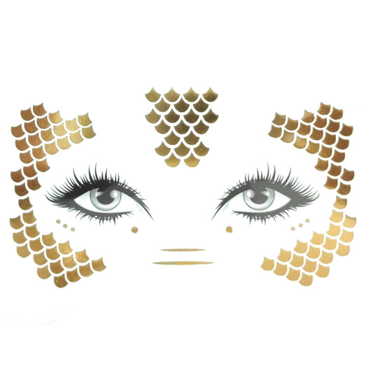 S.A.V.I Golden Face Temporary Tattoos - Achieve an Ancient Tribal-Inspired Look with Effortless Application, Realistic Appearance, Durable and Simple to Remove
