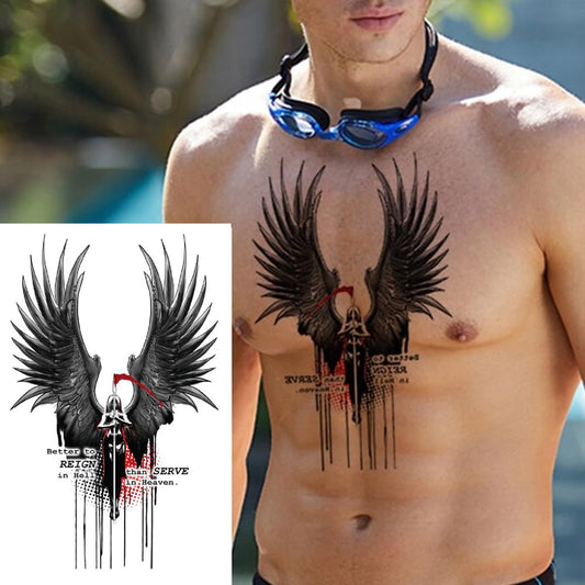 S.A.V.I Beautiful Wings Tattoo - Vibrant 21x15cm Temporary Design for Men  Women