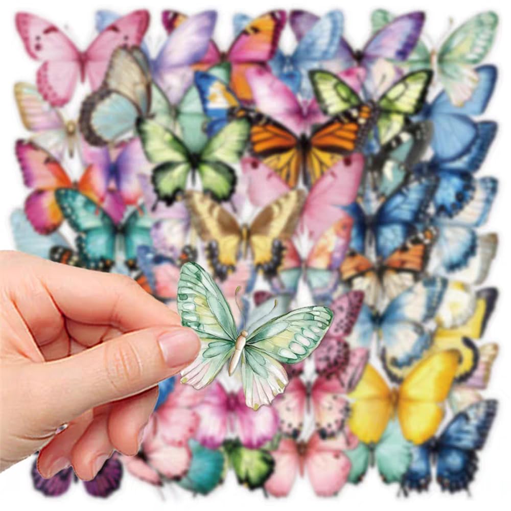 S.A.V.I 50 Pcs Butterfly Stickers Pack | Waterproof Vinyl Decals