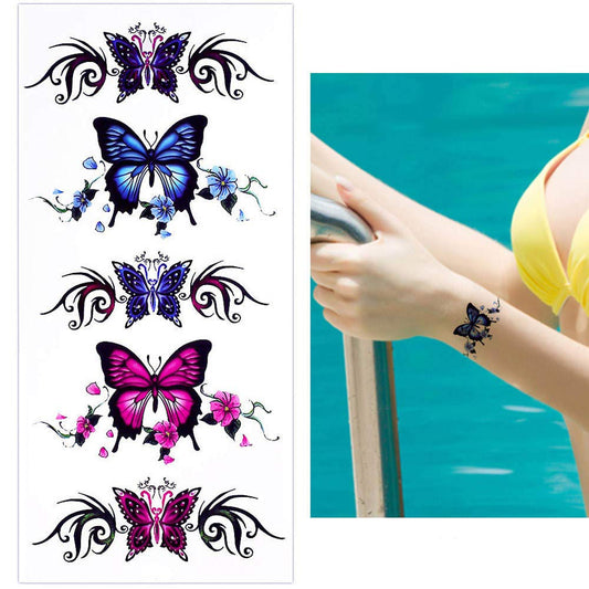 S.A.V.I 3D Temporary Tattoo Sticker Beautiful Colorful Butterflies Totem Arm Hand Popular Design Size 19x9CM - 1PC. (26)