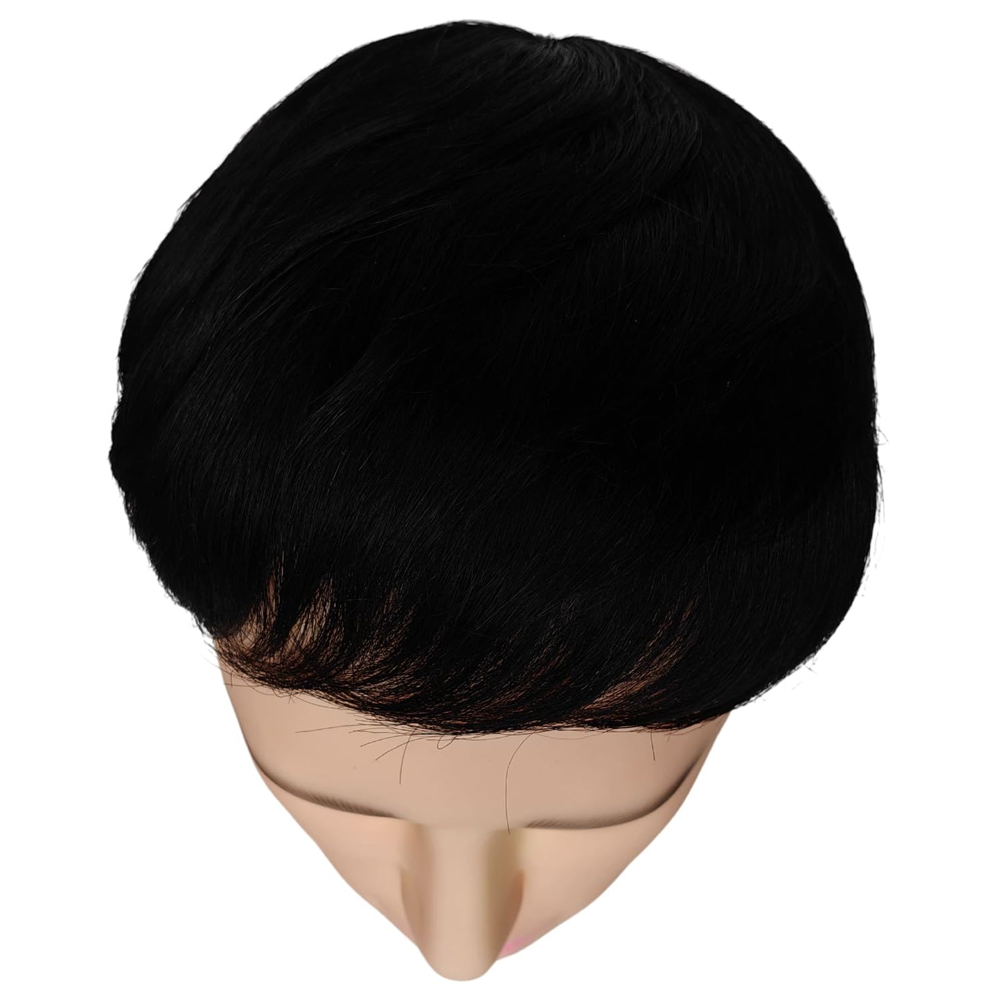 S.A.V.I Black 100% Human Hair Short Bowl Cut Wig for Men with Bangs & Undercut | Natural Straight Clip-In Topper | Breathable, Lightweight, Realistic Scalp Finish