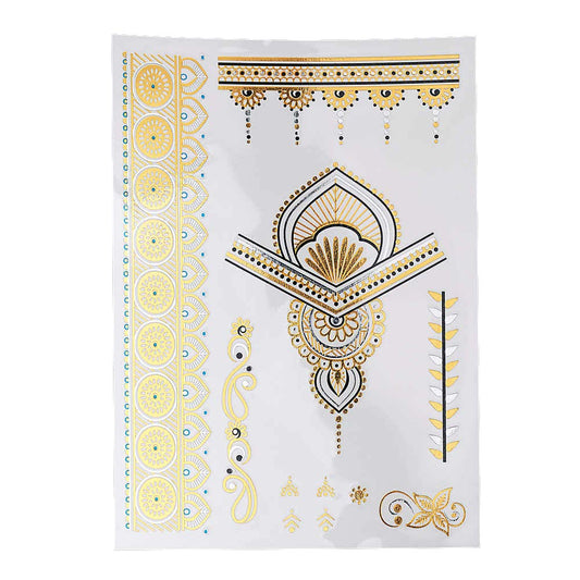 S.A.V.I 3D Temporary Tattoo Golden and Silver Metallic Sticker Feathers Design Size 21x15cm - 1pc. (73), Gold, 22 g