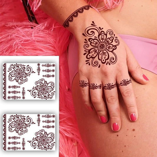 S.A.V.I 2 Sheets, Mehendi Henna Tattoos Waterproof, 21x15cm - Natural Color for Hands  Body