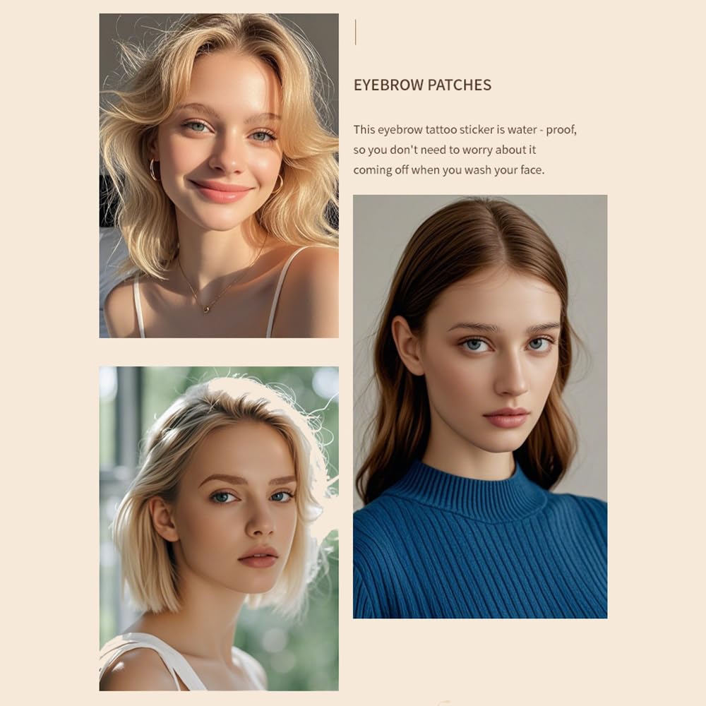 S.A.V.I 8 Pairs/1 Sheet - 6D Hair-Like Eyebrow Tattoo Stickers, Natural Brown Arch Shape, Waterproof & Sweatproof Temporary Eyebrow Patch, Safe Non-Toxic Self-Adhesive, Long-Lasting for Women & Girls (168)