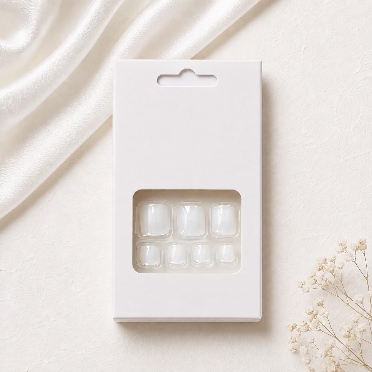 S.A.V.I Press on Toenails Pearl White Glossy 24 Pcs