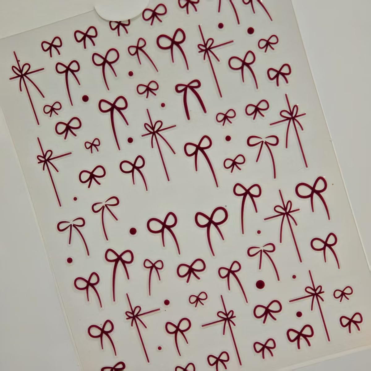 S.A.V.I 4 Sheets - Self-Adhesive Bow Nail Art Stickers, (Red, Dark Red, Black, White), Ultra-Thin DIY Decals, Minimal Ribbon Design for Gel, Acrylic & Natural Manicure